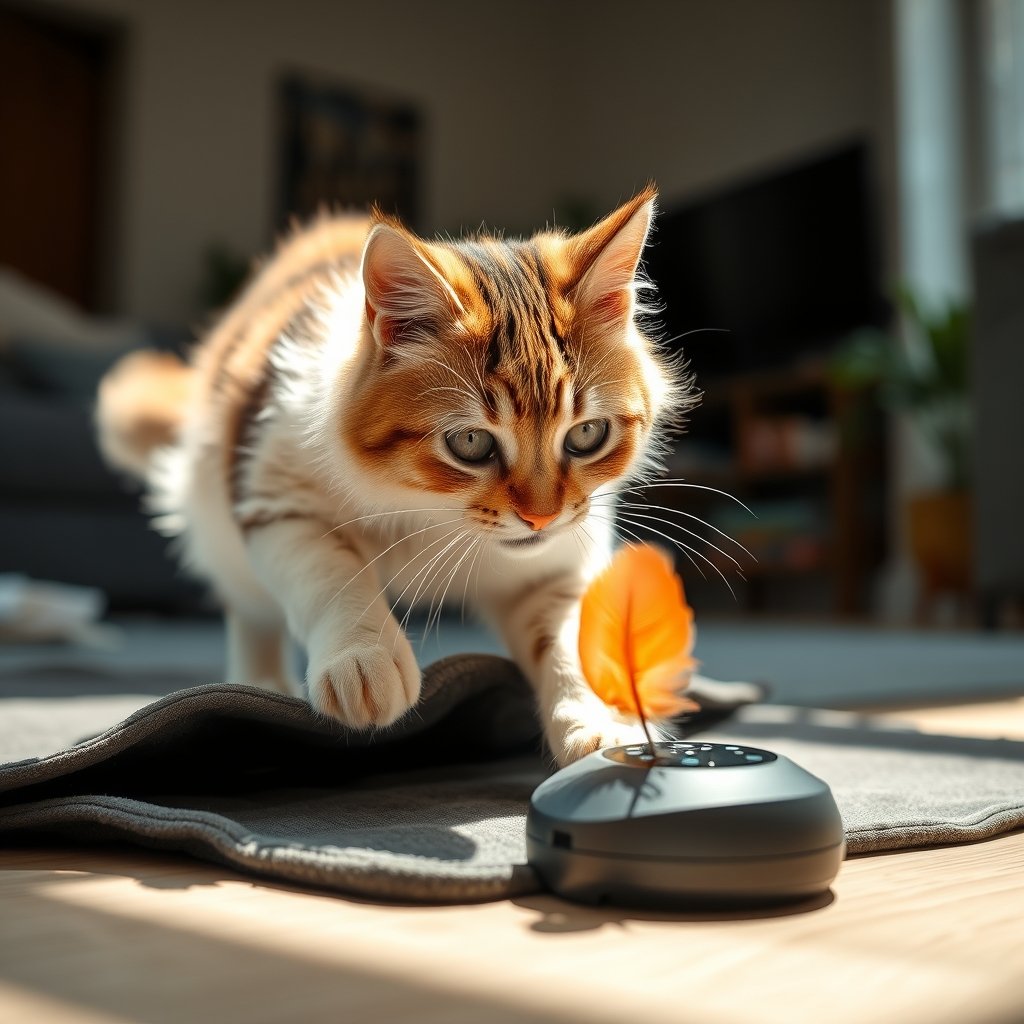 cat toy in action