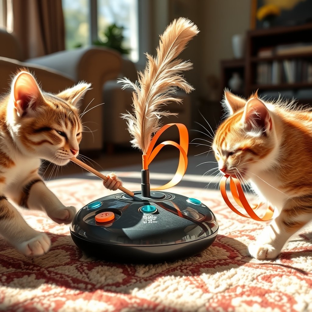 cat toy in action