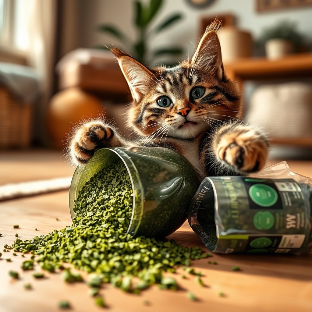 organic catnip in action