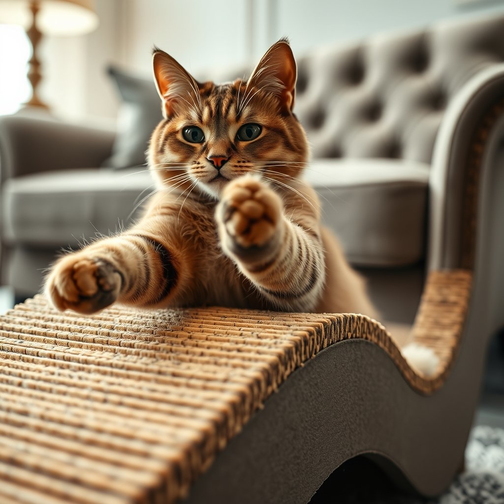 cat scratcher in action