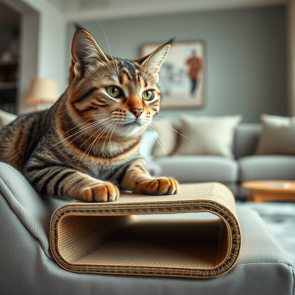 cat scratcher in action