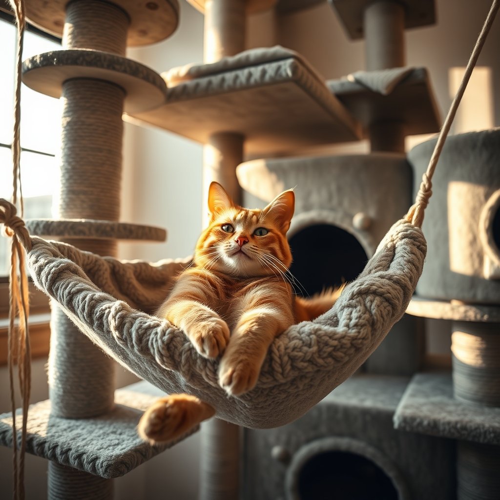 cat tree in action