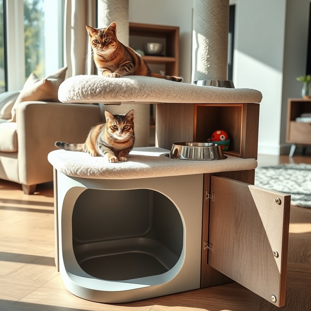 cat tower in action