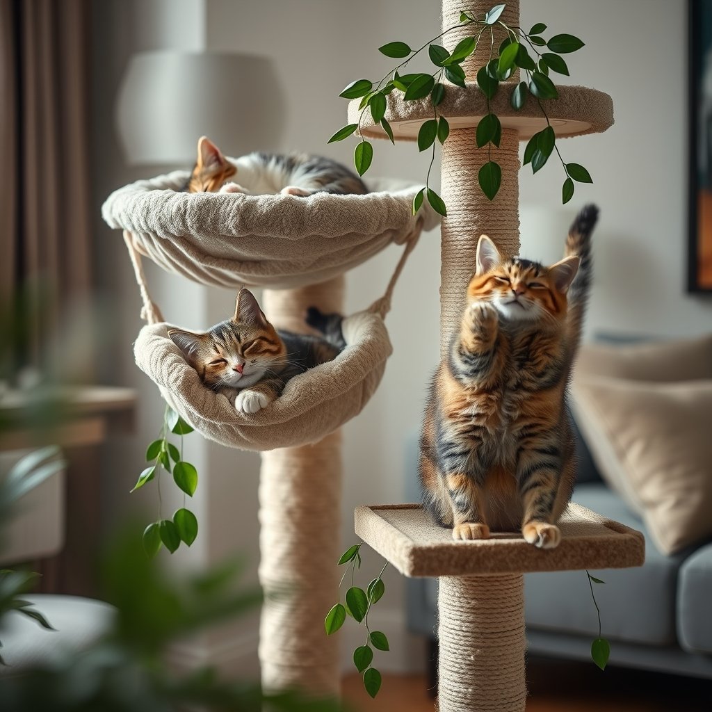 cat tree in action