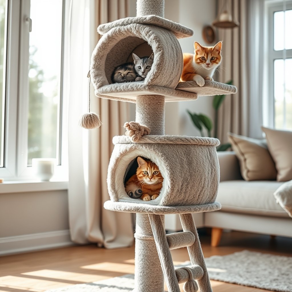 cat tree in action