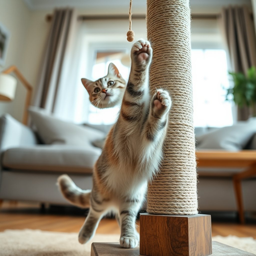 cat scratcher in action
